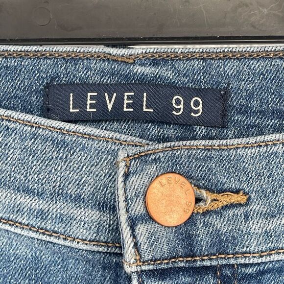 Level 99 Anthropologie High Rise Skinny Crop Jeans Blue Stretch Denim 12/31 - Picture 7 of 16